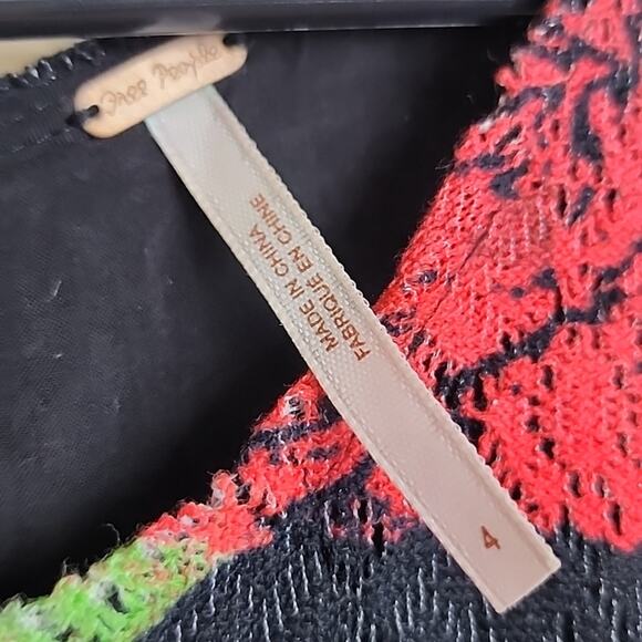 Free People Rose Size 4 Black Floral Mini Dress - Picture 4 of 13